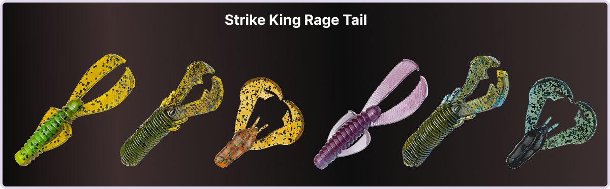 Strike King Rage Tail soft plastic lures different colors perfect for largemouth bass