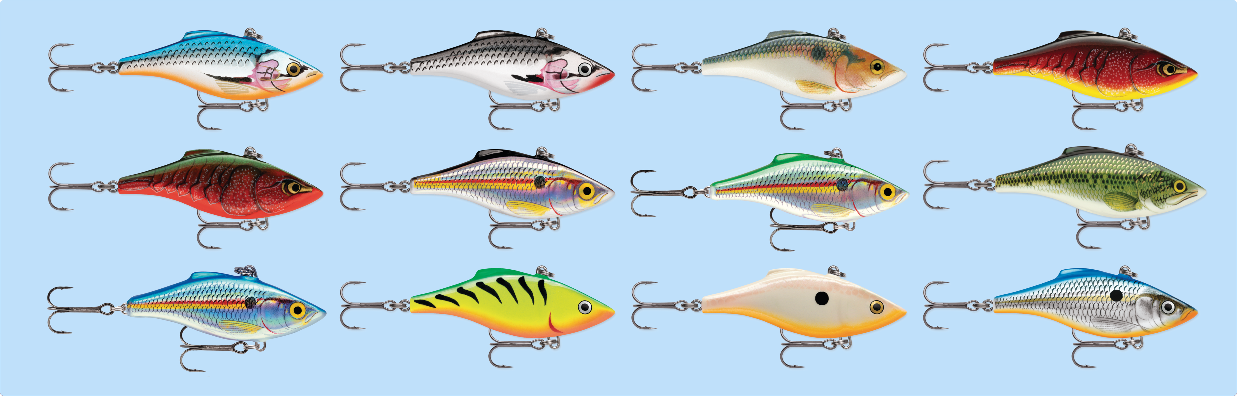 Different colors for the Rattlin Rapala lures